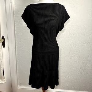 Anthropologie Maeve Drop Waist Black Knit Dress